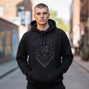 American Fighter Black Double Sided Graphic Hoodie! Warm,comfy & a chick magnet